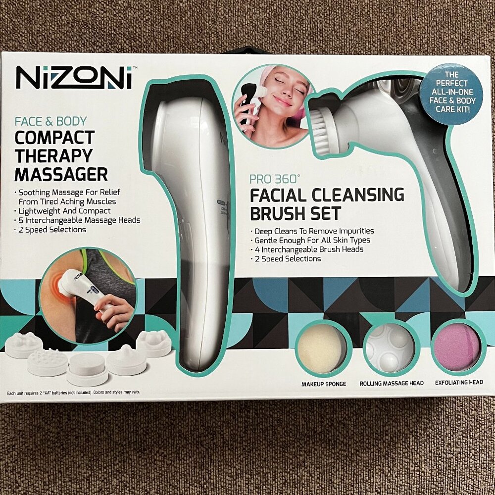 NEW} Nizoni Face Cleansing & Massage Brush Set